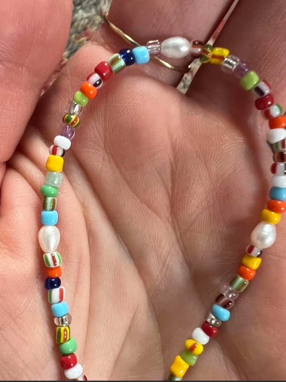 Colorful beaded necklace with freshwater pearls